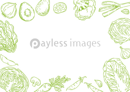 野菜の手描きイラスト フレーム 商用利用可能な写真素材 イラスト素材ならストックフォトの定額制ペイレスイメージズ