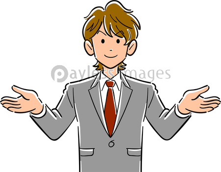 両手を広げる茶髪の若いビジネスマンの上半身 ストックフォトの定額制ペイレスイメージズ