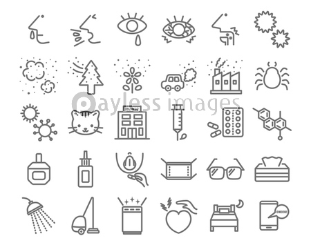 花粉症 アレルギー 症状と原因と治療 アイコンセット 商用利用可能な写真素材 イラスト素材ならストックフォトの定額制ペイレスイメージズ