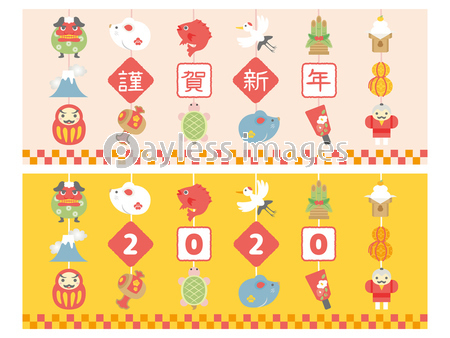 線画アイコンの丸フレーム 謹賀新年ロゴ 商用利用可能な写真素材 イラスト素材ならストックフォトの定額制ペイレスイメージズ