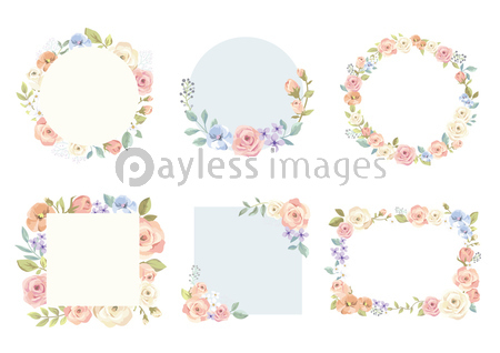 バラのフレームイラストセット 商用利用可能な写真素材 イラスト素材ならストックフォトの定額制ペイレスイメージズ