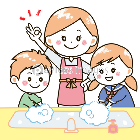 手がキレイな親子とばい菌 イラスト 商用利用可能な写真素材 イラスト素材ならストックフォトの定額制ペイレスイメージズ
