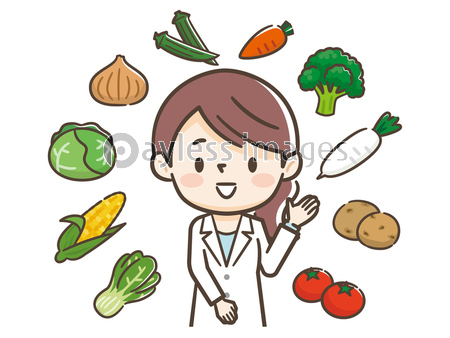 栄養士の女性と食材 商用利用可能な写真素材 イラスト素材ならストックフォトの定額制ペイレスイメージズ