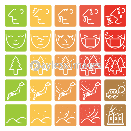 花粉症 黄砂 Pm2 5 飛散レベル アイコンセット 商用利用可能な写真素材 イラスト素材ならストックフォトの定額制ペイレスイメージズ