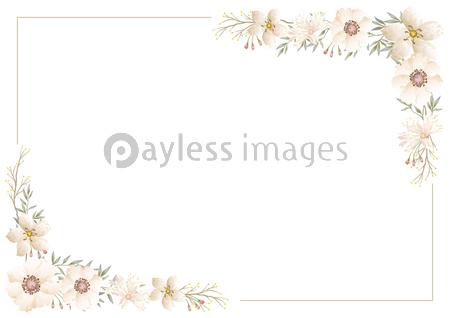 水彩風 花のフレームイラスト ストックフォトの定額制ペイレスイメージズ