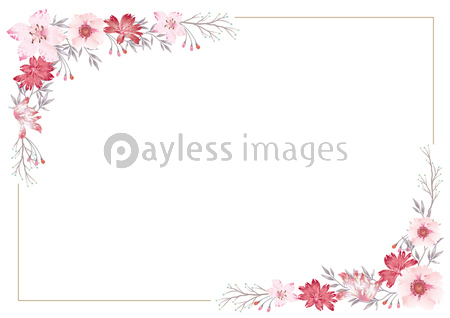 水彩風 花のフレームイラスト 商用利用可能な写真素材 イラスト素材ならストックフォトの定額制ペイレスイメージズ