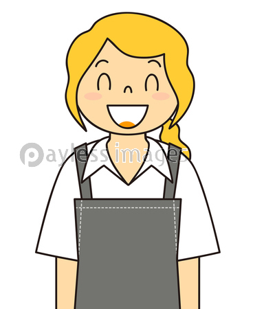 エプロンを着ている女性の仕草のイラスト 笑顔 ストックフォトの定額制ペイレスイメージズ