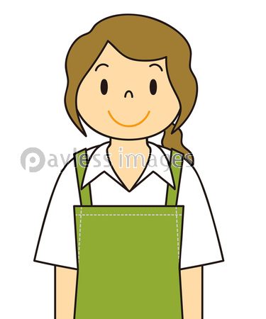 エプロンを着ている女性の仕草のイラスト 笑顔 ストックフォトの定額