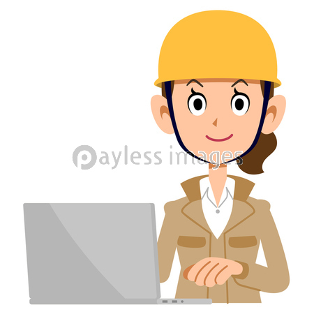 パソコンを操作する建設業の女性 ベージュの服 商用利用可能な写真素材 イラスト素材ならストックフォトの定額制ペイレスイメージズ