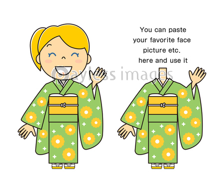 着物の女性 コスプレできる顔なし素材のおまけつき イラスト 漫画 お好みの顔写真等を貼り付けてご利用いただけます ストックフォトの定額制ペイレスイメージズ
