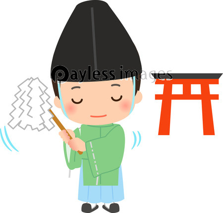 お祓いをする神社の神主 ストックフォトの定額制ペイレスイメージズ