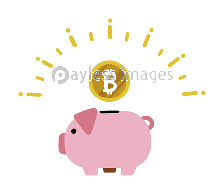 可愛い豚の貯金箱 ビットコイン お金 ストックフォトの定額制ペイレスイメージズ