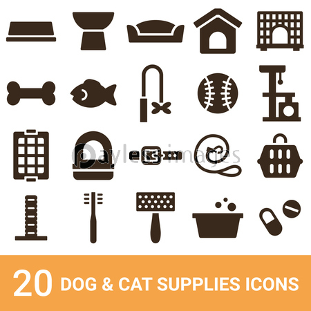 商品アイコン 犬用品 猫用品 シルエット セット 商用利用可能な写真素材 イラスト素材ならストックフォトの定額制ペイレスイメージズ