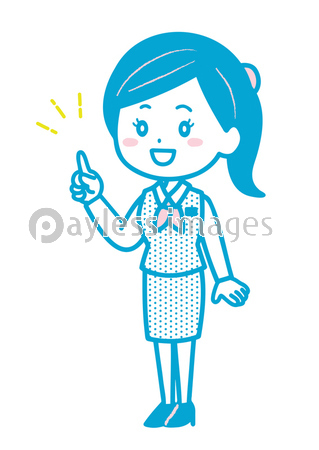 指差しをするビジネス女性 ポーズ イラスト ストックフォトの定額制ペイレスイメージズ