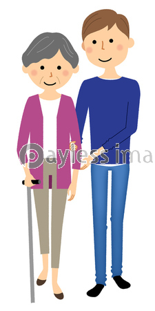 杖をつく高齢者 歩行介助 介護 商用利用可能な写真素材 イラスト素材ならストックフォトの定額制ペイレスイメージズ