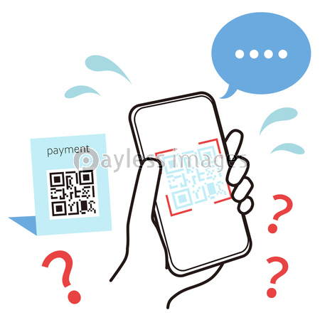 Qrコード決済 スマートフォンが無反応のイラスト ストックフォトの定額制ペイレスイメージズ