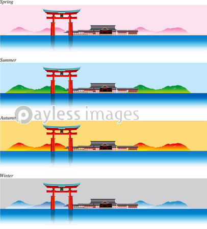 厳島神社のイラスト ストックフォトの定額制ペイレスイメージズ