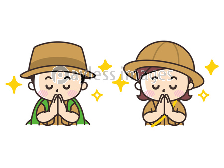手を合わせてありがとう こども探検隊 ストックフォトの定額制ペイレスイメージズ