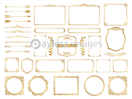 飾り罫 フレーム ゴールド セット 商用利用可能な写真素材 イラスト素材ならストックフォトの定額制ペイレスイメージズ