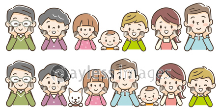 頬杖をつく家族 商用利用可能な写真素材 イラスト素材ならストックフォトの定額制ペイレスイメージズ