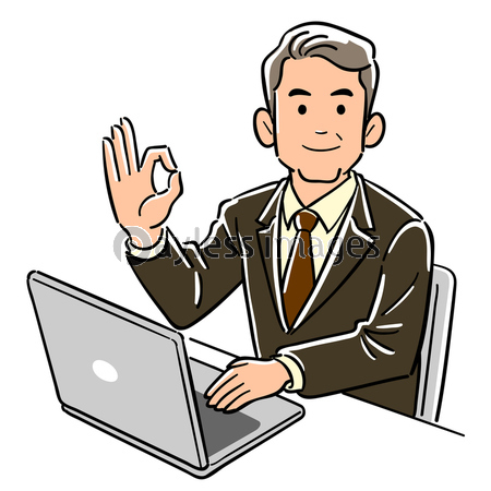 パソコンを操作する管理職のビジネスマンがokのサインを出す 商用利用可能な写真素材 イラスト素材ならストックフォトの定額制ペイレスイメージズ