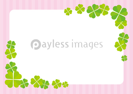 可愛いクローバーの横型フレーム ピンク色のストライプ柄 ストックフォトの定額制ペイレスイメージズ