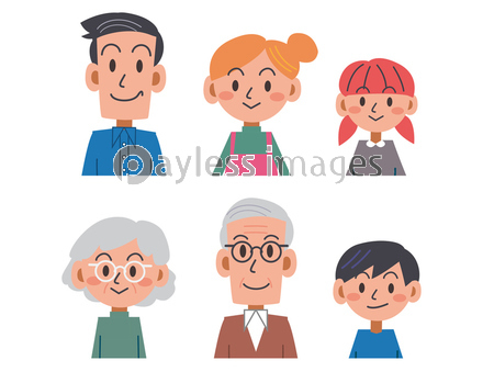 家族イラスト上半身 ストックフォトの定額制ペイレスイメージズ