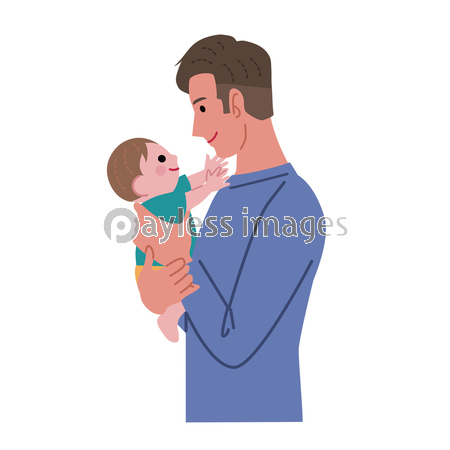 赤ちゃんを抱っこするお父さん イラスト 商用利用可能な写真素材 イラスト素材ならストックフォトの定額制ペイレスイメージズ