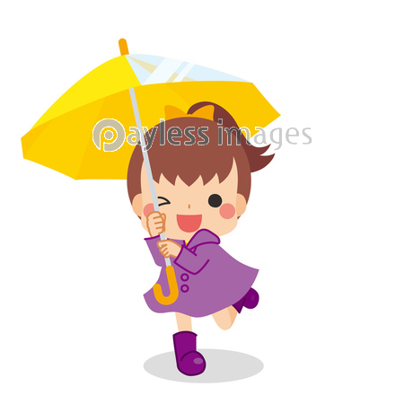 レインコートを着て傘を差している可愛い女の子 商用利用可能な写真素材 イラスト素材ならストックフォトの定額制ペイレスイメージズ