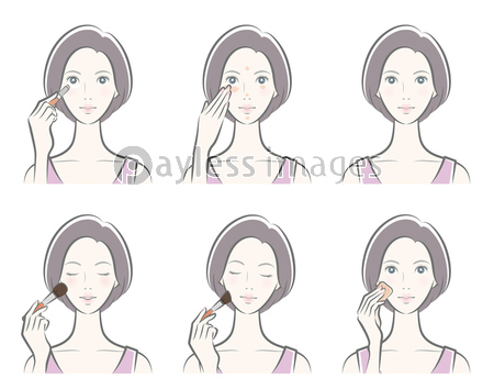 メイクをしている女性のイラスト 商用利用可能な写真素材 イラスト素材ならストックフォトの定額制ペイレスイメージズ