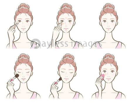 メイクをしている女性のイラスト 商用利用可能な写真素材 イラスト素材ならストックフォトの定額制ペイレスイメージズ