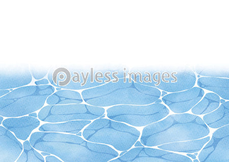 ゆらゆら揺れる水面の水彩イラストの背景フレーム 下配置 ストックフォトの定額制ペイレスイメージズ