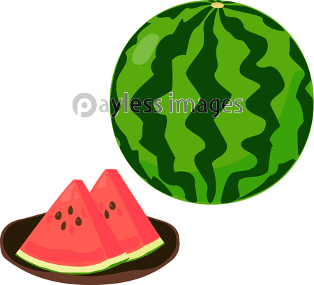 スイカの実と三角に切ったスイカ 商用利用可能な写真素材 イラスト素材ならストックフォトの定額制ペイレスイメージズ