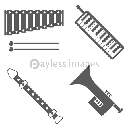 楽器 音楽 木琴 鉄琴 鍵盤ハーモニカ 縦笛 トランペット イラスト アイコン 商用利用可能な写真素材 イラスト 素材ならストックフォトの定額制ペイレスイメージズ