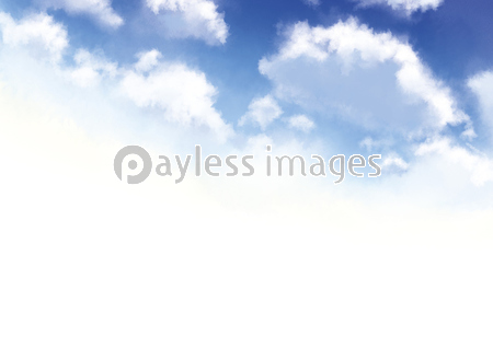 美しい空に浮かぶモコモコした雲の水彩イラストのフレーム 商用利用可能な写真素材 イラスト素材ならストックフォトの定額制ペイレスイメージズ