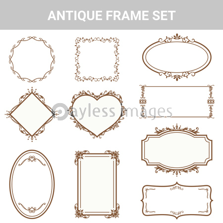 装飾素材 アンティーク フレームセット 商用利用可能な写真素材 イラスト素材ならストックフォトの定額制ペイレスイメージズ
