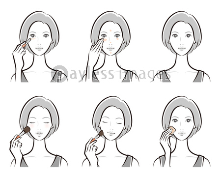 メイクをしている女性のイラスト 商用利用可能な写真素材 イラスト素材ならストックフォトの定額制ペイレスイメージズ