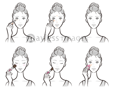メイクをしている女性のイラスト 商用利用可能な写真素材 イラスト素材ならストックフォトの定額制ペイレスイメージズ