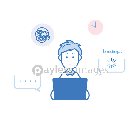 通信 回線速度の遅さに悩む男性のイラスト 商用利用可能な写真素材 イラスト素材ならストックフォトの定額制ペイレスイメージズ