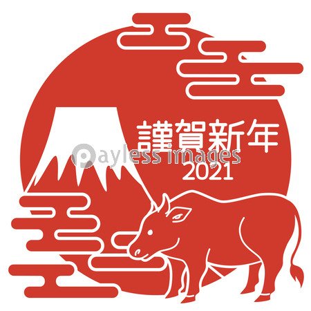 21年丑年 シンプルな牛のイラスト判子風アイコン 富士山モチーフ 商用利用可能な写真素材 イラスト 素材ならストックフォトの定額制ペイレスイメージズ