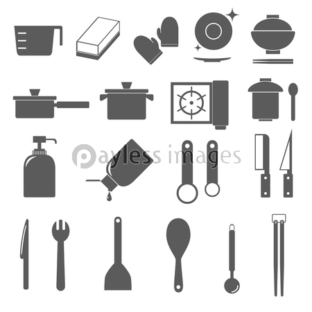 アイコン素材 食器 道具 調理器具 ガスコンロ 包丁 ヘラ 榛谷 茶碗蒸し 茶碗 鍋 計量スプーン 商用利用可能な写真素材 イラスト 素材ならストックフォトの定額制ペイレスイメージズ