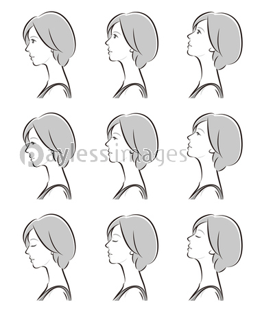 女性の横顔の表情イラスト ストックフォトの定額制ペイレスイメージズ
