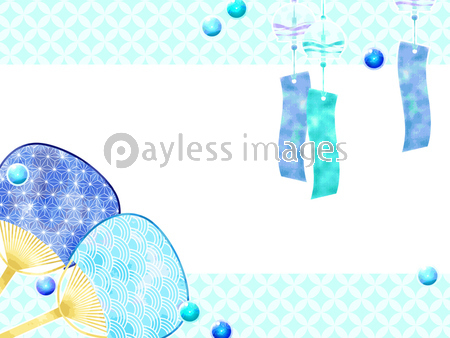 団扇と風鈴のイラスト背景 商用利用可能な写真素材 イラスト素材ならストックフォトの定額制ペイレスイメージズ