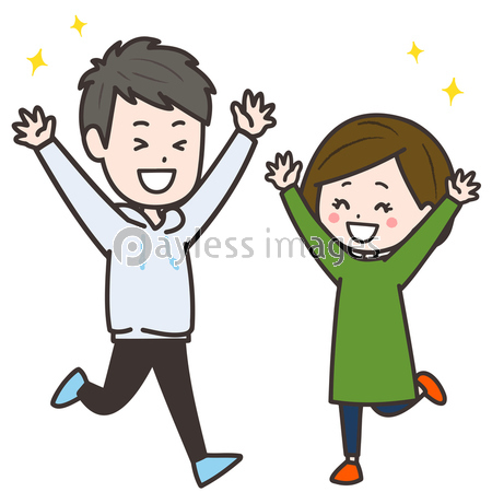 大喜びする男女のイラスト ストックフォトの定額制ペイレスイメージズ