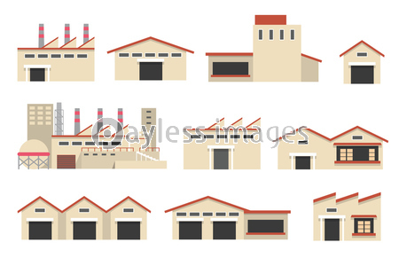 工場 倉庫 建物 イラストセット 商用利用可能な写真素材 イラスト素材ならストックフォトの定額制ペイレスイメージズ