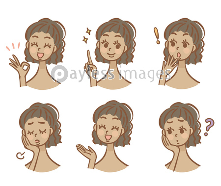 黒人女性の表情イラストセット 商用利用可能な写真素材 イラスト素材ならストックフォトの定額制ペイレスイメージズ