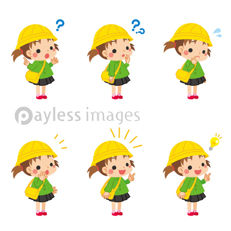 可愛い女の子の疑問から解決までの表情バリエーションセット ストックフォトの定額制ペイレスイメージズ