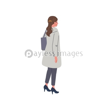 アイソメトリック 歩く女性の後ろ姿 イラスト 商用利用可能な写真素材 イラスト素材ならストックフォトの定額制ペイレスイメージズ