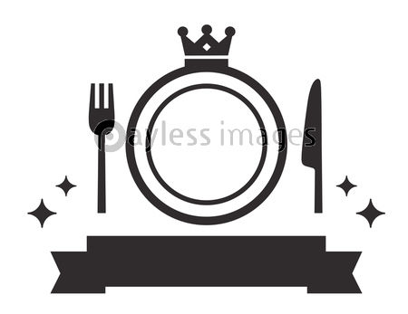 シンプルな食器や王冠 リボンのグルメランキング素材 白黒 商用利用可能な写真素材 イラスト素材ならストックフォトの定額制ペイレスイメージズ