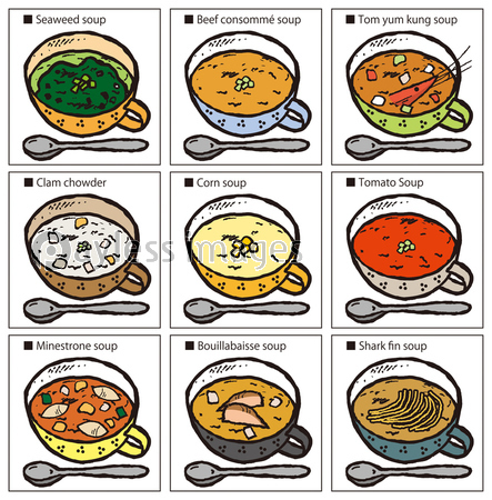 スープのイラスト スープコレクション ストックフォトの定額制ペイレスイメージズ